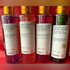Lot of 4 TRULY Beauty Unicorn Fruit Tush Tatas Elast-tight Phyto Body Cleansers